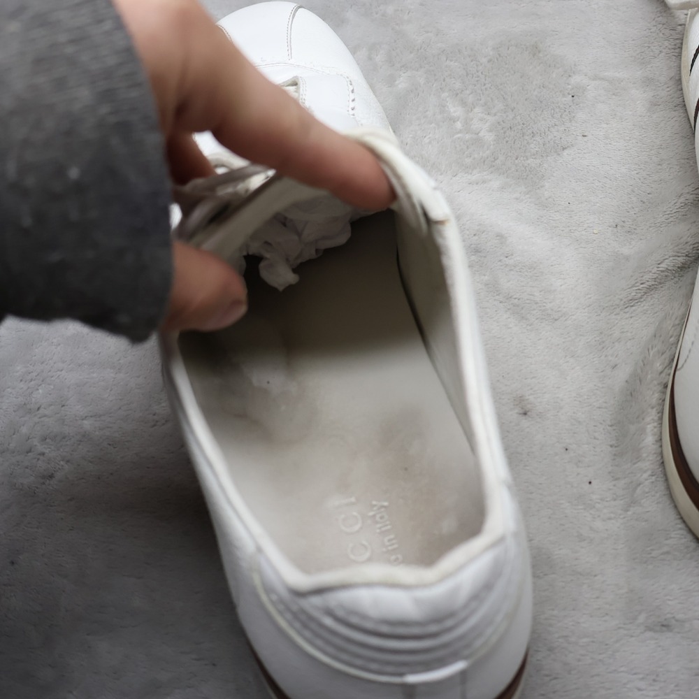 Gucci Mens 12 Sneakers White Leather Low Top Lace-Up Casual Classic Driving VTG - Picture 9 of 16